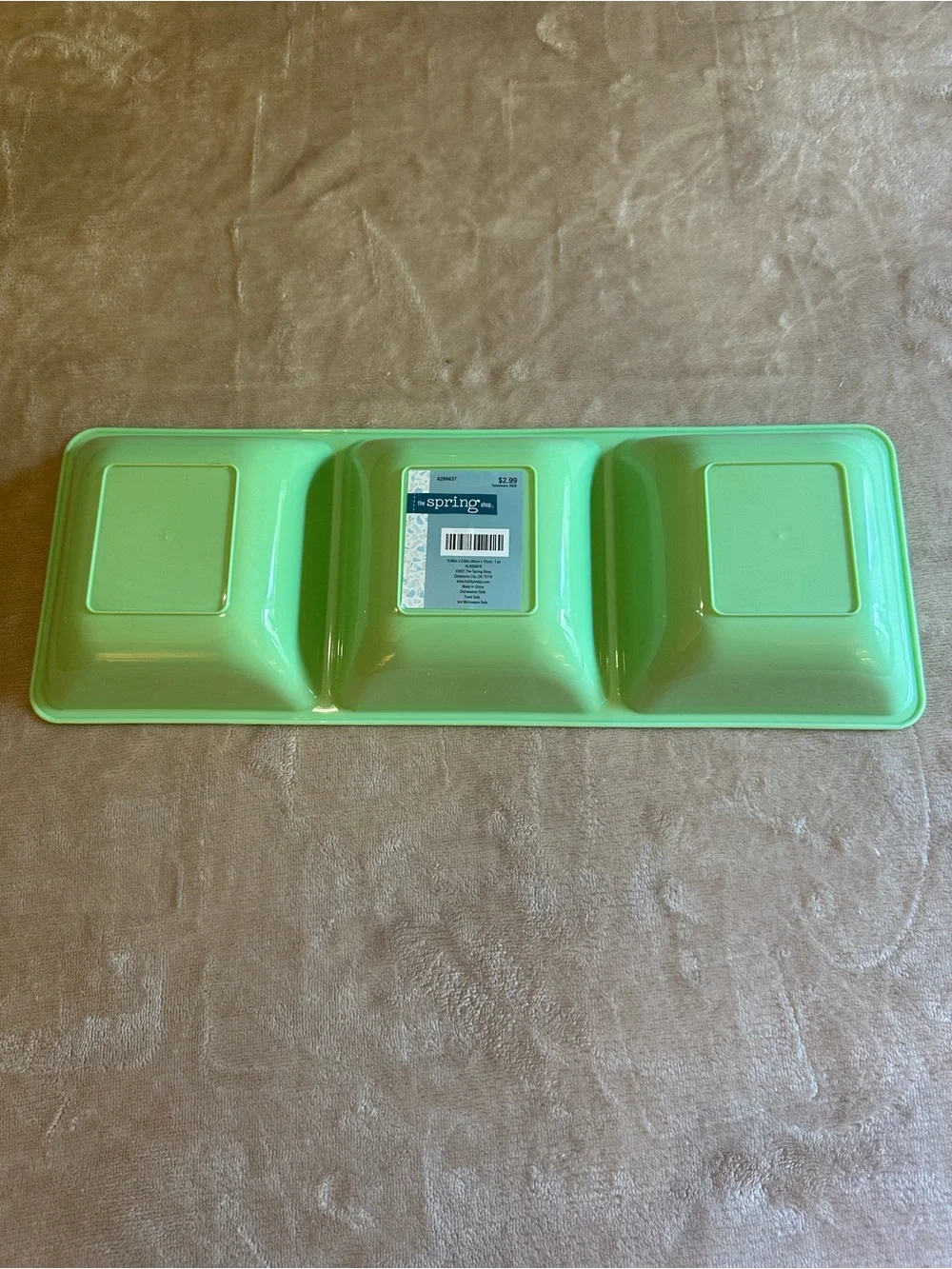 Multi-Pack Plastic Divided Serving Trays - Yellow, Teal, Light Green
